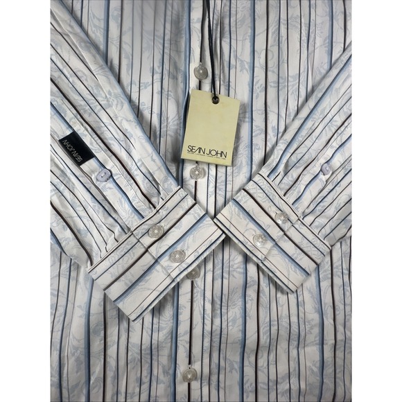 NWT $80 Sean John Stitched Floral LONG SLEEVE SHIRT 2XL XXL - Picture 5 of 12